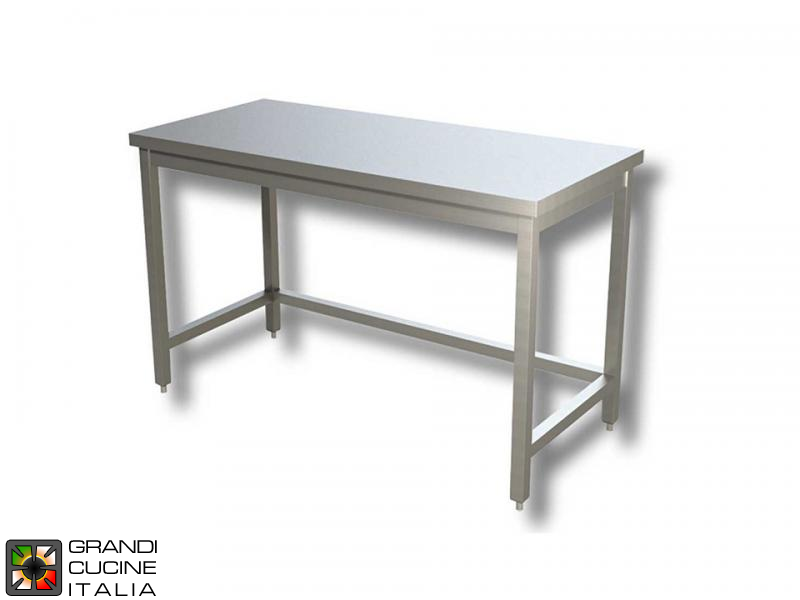  Stainless Steel Work table with Frame - AISI 304 - Length 140 Cm - Width 60 Cm
