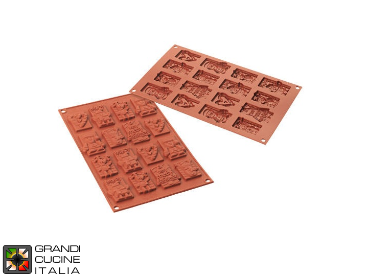  Food-safe Silicone mold for N°16 Xmas Choco Tags 59x29x6,8h mm - SF146