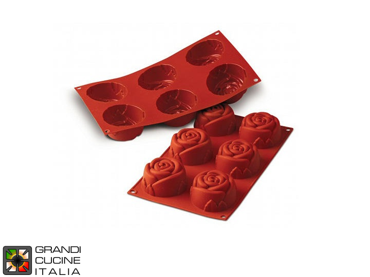  Stampo in silicone alimentare per N°6 Rose Ø76x40h mm - SF077