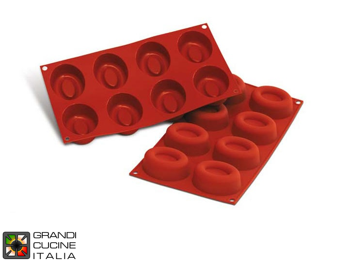  Food-safe Silicone mold for N°8 Big Savarin Oval  74x57x27h mm - SF085