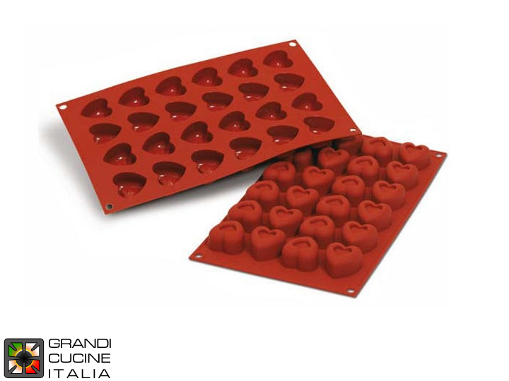  Food-safe Silicone mold for N°24 Small Hearts 34x33 h 21 mm - SF089