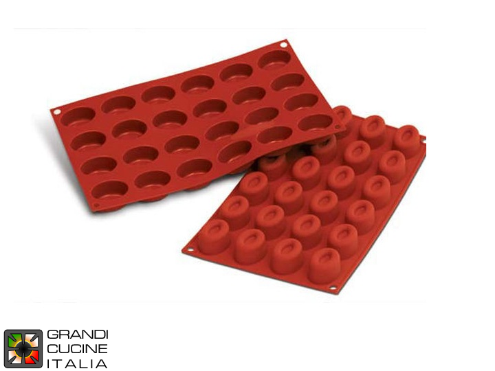  Stampo in silicone alimentare per N°24 Savarin Ovale 44x32 h 24.5 mm - SF083