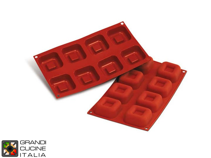  Food-safe Silicone mold for N°8 Square Big Savarin 62,5x62,5x25h mm - SF082