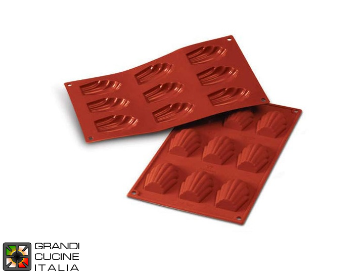  Food-safe Silicone mold for N°9 Madelaines 68x45x17h mm - SF032
