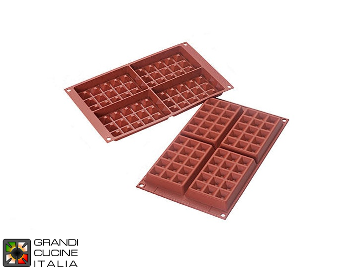  Stampo in silicone alimentare per N°4 Waffle Classic 130x81x17h mm - SF155