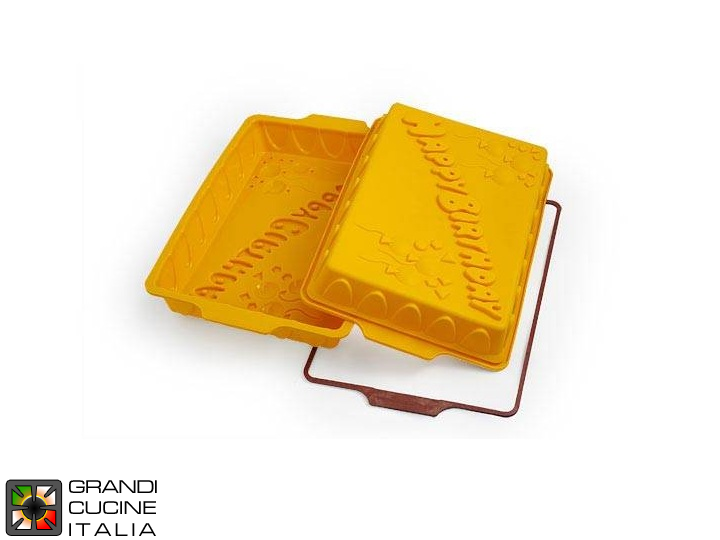  Food-safe Silicone baking tin for Happy Birthday Cake 330x220x50h mm - SFT301