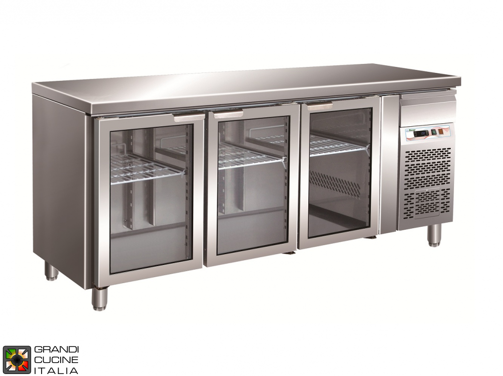  Refrigerated counter GN1/1 with ventilated refrigeration - Glass Door - Range -2 / +8