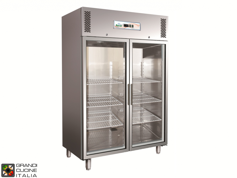  Refrigerated Cabinet - 1325 Liters - Temperature  -2 / +8 °C - Two Doors - Ventilated Refrigeration - Glass Door