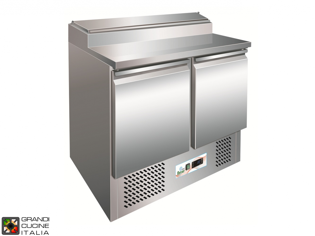  Refrigerated Saladette - GN 1/1 - Condiments Holder Capacity 5x GN 1/6 - Temperature +2°C / +8°C - Two Doors - Bottom Engine compartment - Smooth worktop - Static Refrigeration