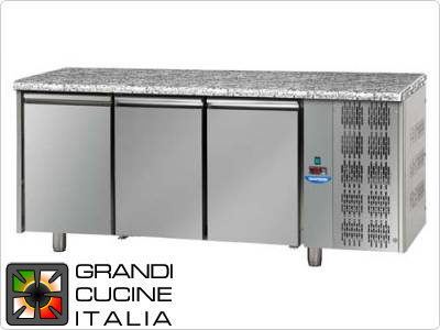  Refrigerated counters - GN 1/1 - Temperature 0°C / +10°C - Three doors - Engine compartment on the right - Stone Worktop  - Ventilated cooling
