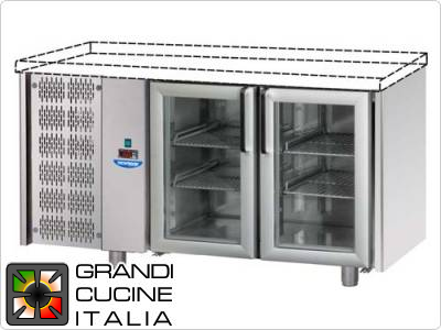  Refrigerated counters - GN 1/1 - Temperature 0°C / +10°C - Two doors - Engine compartment on the left - Without worktop  - Ventilated cooling -  Glass doors