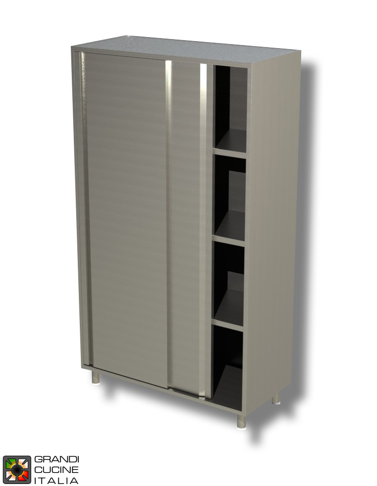  Armoire verticale en acier inoxydable AISI 304 - 2 portes coulissantes 3 étagères