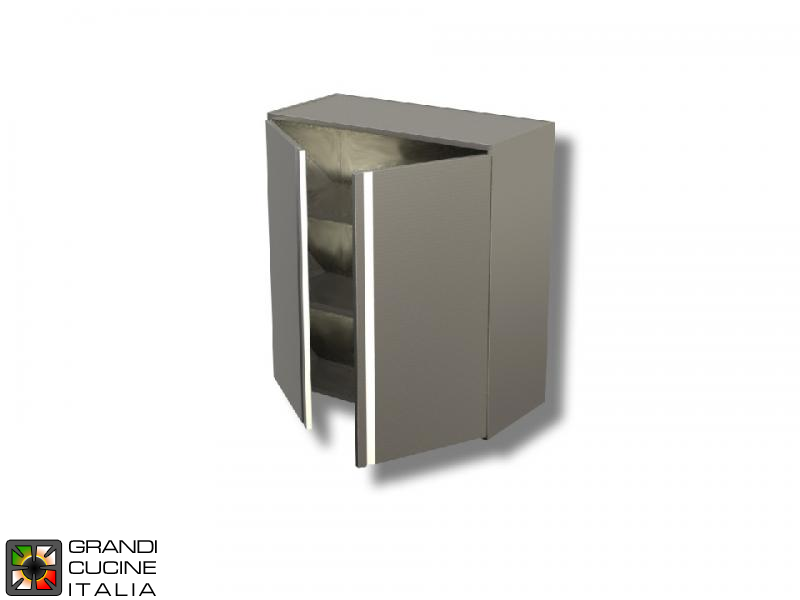  Stainless Steel Hanging Cabinet with Hinged Door - AISI 430 - Length 70 Cm - Height 100 Cm - 3 Shelves