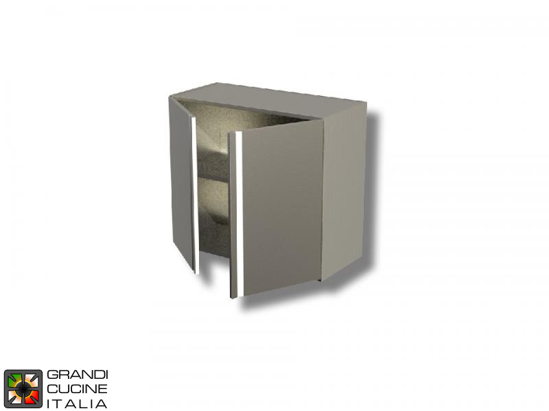  Stainless Steel Hanging Cabinet with Hinged Door - AISI 304 - Length 70 Cm - Height 65 Cm - 2 Shelves