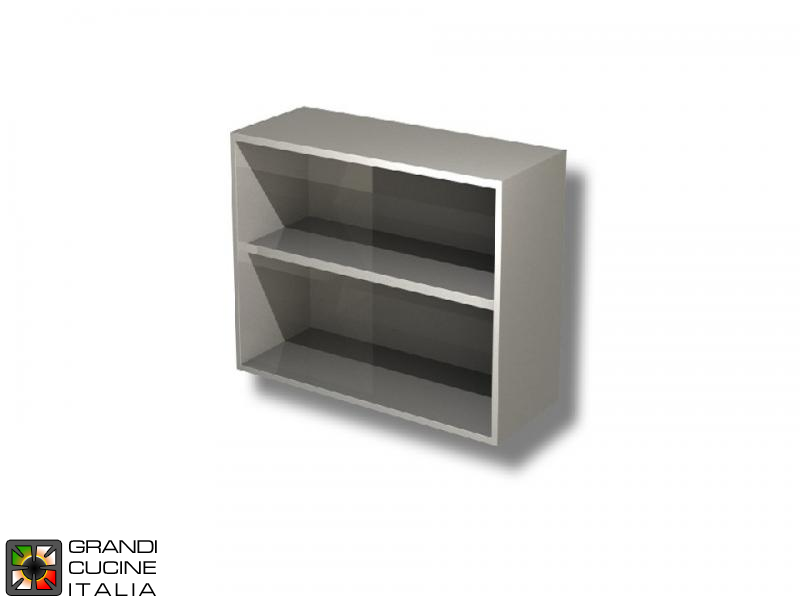  Stainless Steel Open Hanging Cabinet - AISI 430 - Length 110 Cm - Height 80 Cm - 2 Shelves