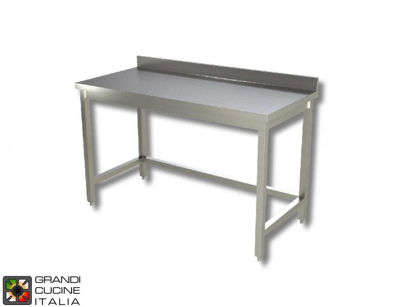  Stainless Steel Work table with Frame - AISI 430 - Length 120 Cm - Width 60 Cm - with Backsplash