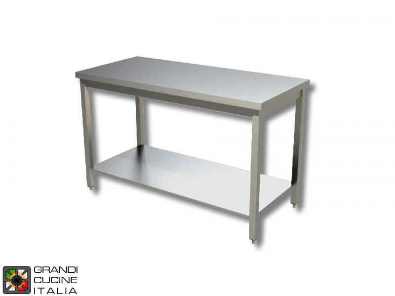  Stainless Steel Work table with Shelf - AISI 304 - Length 80 Cm - Width 70 Cm