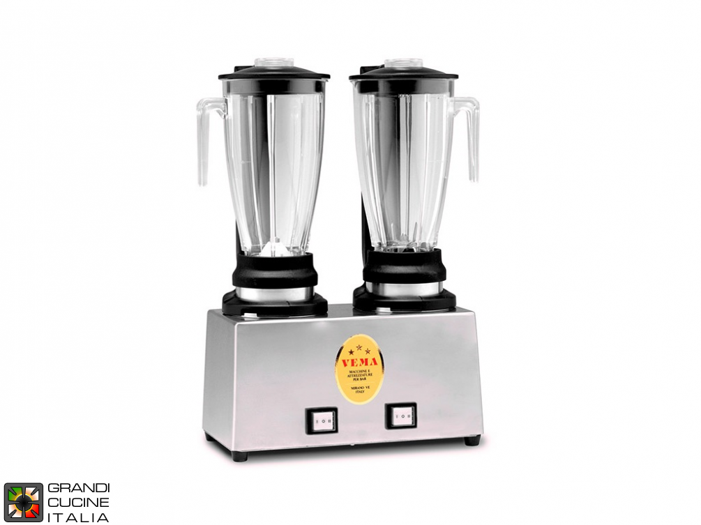  Mixer Blender double jug - A jug with blades and one with milkshake cone - Capacity  2 + 2 liters - Stainless steel jug - 2 speed