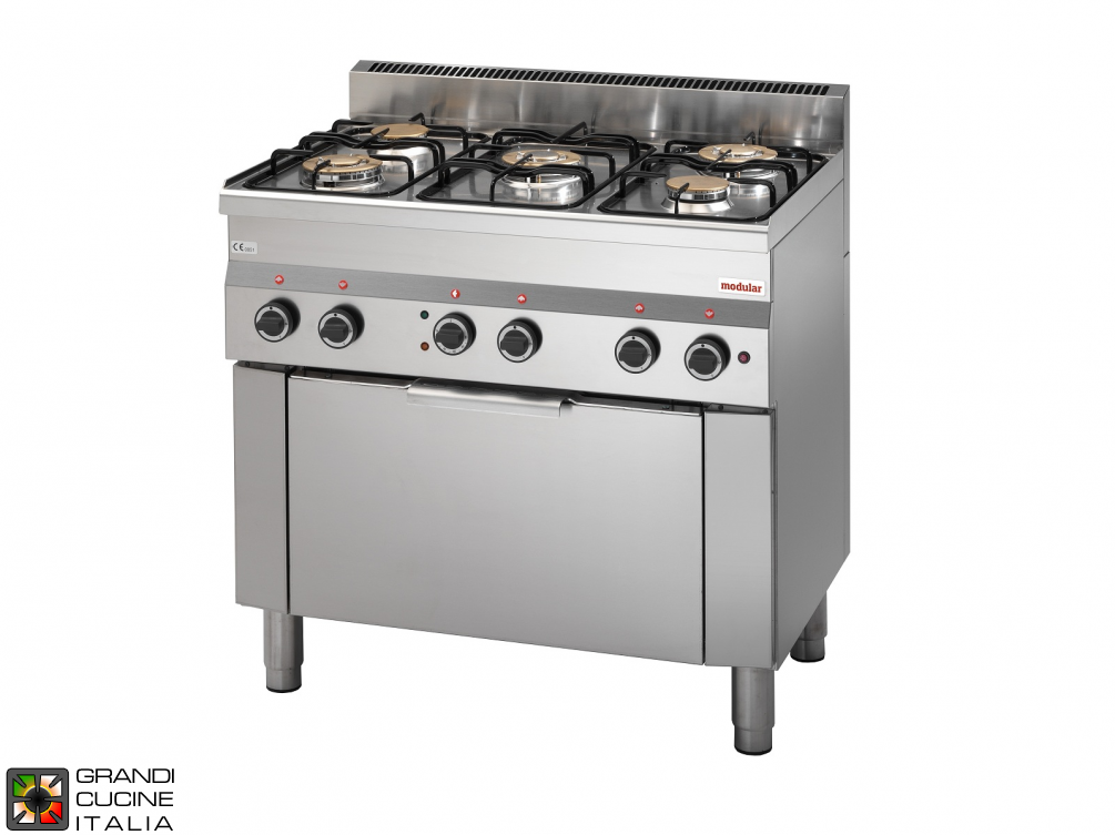  Gas range 5 burners with electric convection oven GN 1/1