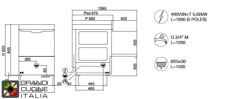  Lave-vaisselle sous comptoir - Panier 50x50 - Panneau de contrôle DIGIT