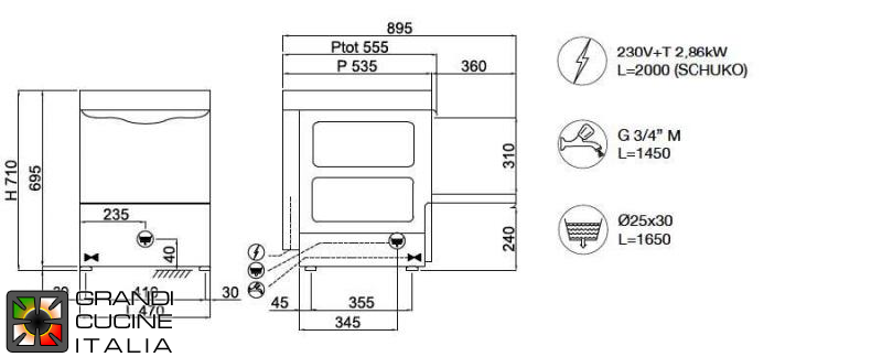  Lave-vaisselle sous comptoir - Panier 40x40 - Panneau de contrôle DIGIT