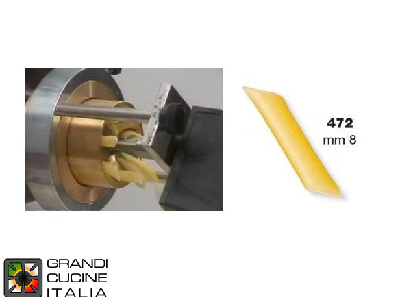  Filière en Teflon pour Penne Lisce - 8 mm - Compris de Coupe-Pâtes Rotatif