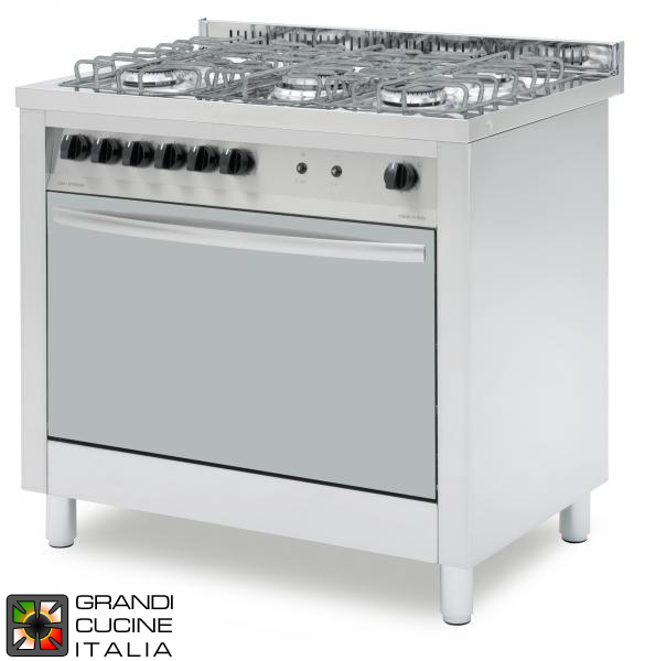  5-burner gas cooker with giant multifunction electric ventilated oven