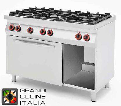  Cucina a gas 6 fuochi con forno elettrico ventilato GN1/1