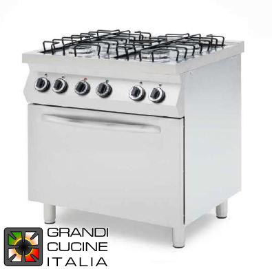 4 burners gas cooker with GN1/1 vent. electic oven