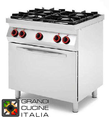  Cucina a gas 4 fuochi con forno a gas statico GN1/1 e grill a gas