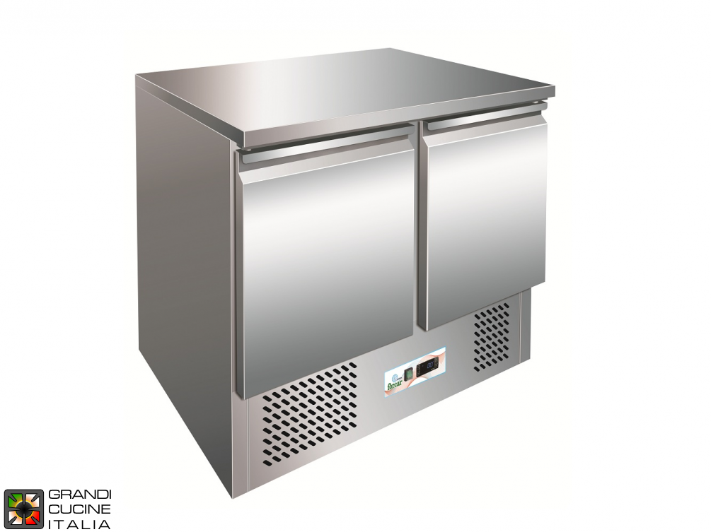  Refrigerated counter - GN 1/1 - Temperature -12°C / -18°C - Two Doors - Bottom Engine compartment - Smooth worktop - Static Refrigeration