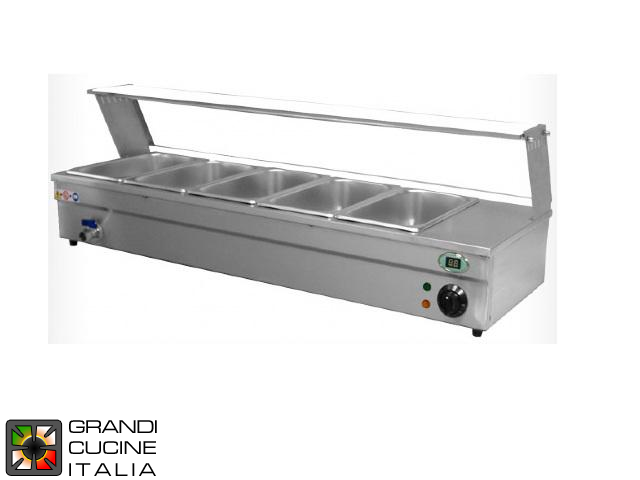  Bain-Marie Countertop Showcase - Trays Capacity N° 3x GN 1/3 - Max Temperature 90 °C - Width 685 mm