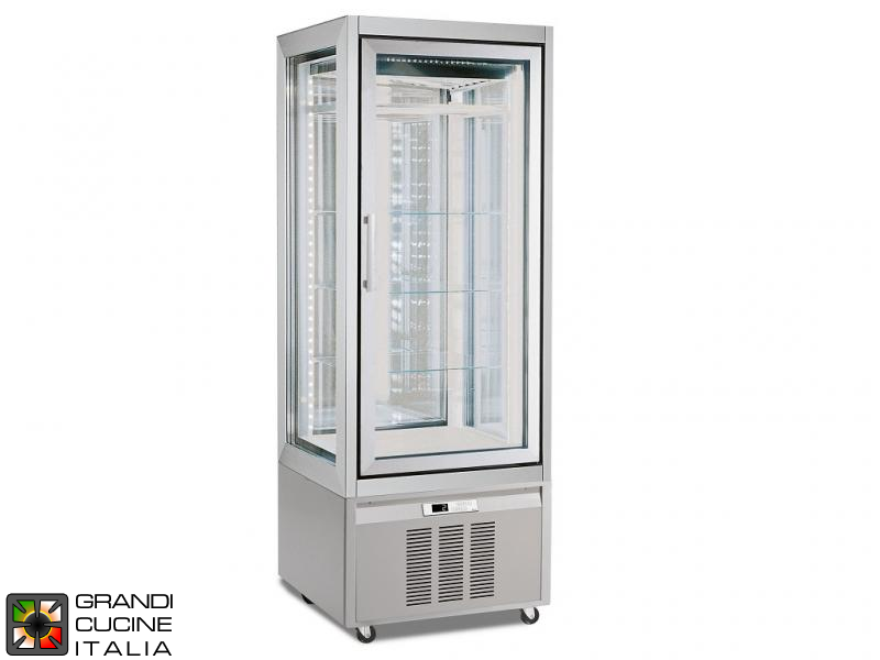  Vetrina Refrigerata Verticale su Ruote - 10 Fixed Shelves - Refrigerazione Statica - Temperatura -15 / -24 °C - in Alluminio Anodizzato