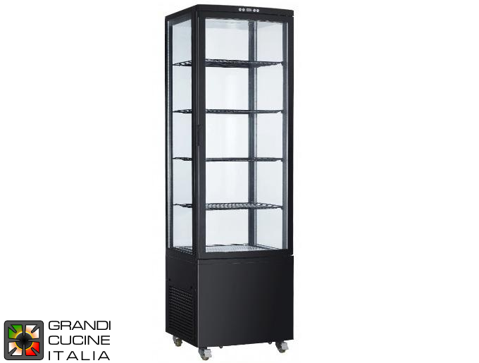  Vertical Refrigerated Cabinet on Castors - 4 Adjustable Shelves - Temperature Range +2/+12 °C - Black Color