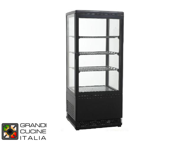  Vertical Refrigerated Cabinet - 3 Adjustable Shelves - Temperature Range +2/+12 °C - Black Color